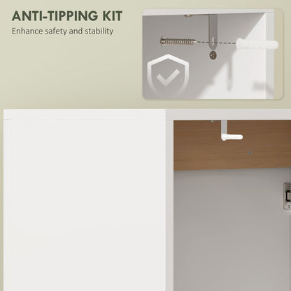 HOMCOM Under Sink Bathroom Cabinet, Bathroom Storage Cabinet with Soft-Close Doors, for Basin without Pedestal, White