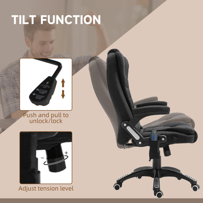 Vinsetto Massage Recliner Chair Heated Office Chair with Six Massage Points Linen-Feel Fabric 360\'c2\'b0 Swivel Wheels Black