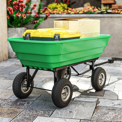 Outsunny Set of 4 Pneumatic Wheels, 10" Wheelbarrow Wheels Replacement for Barn Carts, Hose Carts, Garden Carts, Sack Trucks, Black