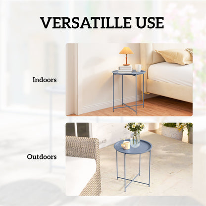 Outsunny Steel Removable Tray Top Garden Table - Blue Grey
