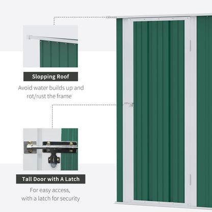 Outsunny 5ft x 3ft Metal Garden Storage Shed, Outdoor Tool Shed with Sloped Roof, Lockable Door for Tools, Equipment, Green