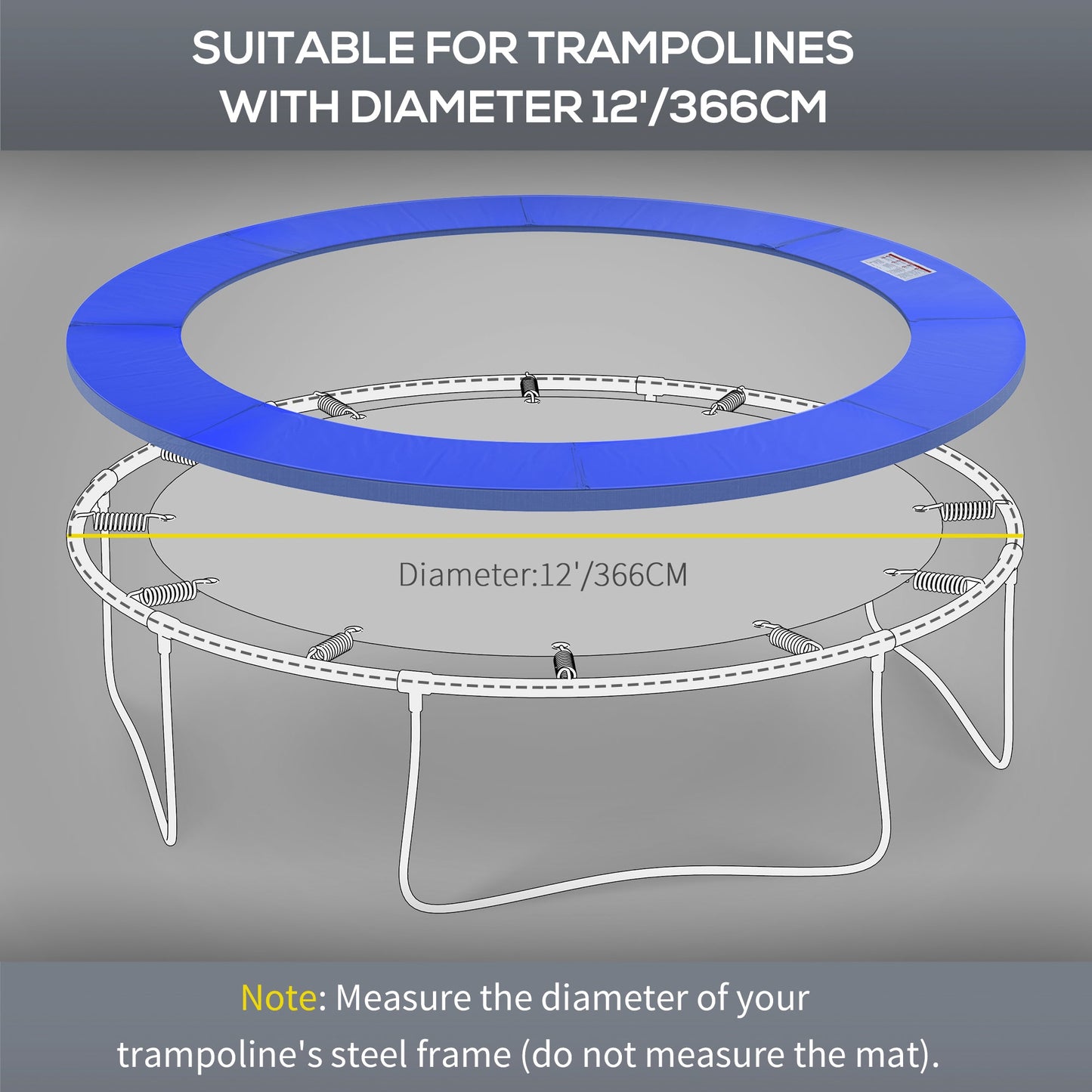 HOMCOM 12ft Trampoline Pad \'ce\'a6366cm Trampoline Accessories Surround Pad Thick Foam Pads Padding Replacement Spare- Blue
