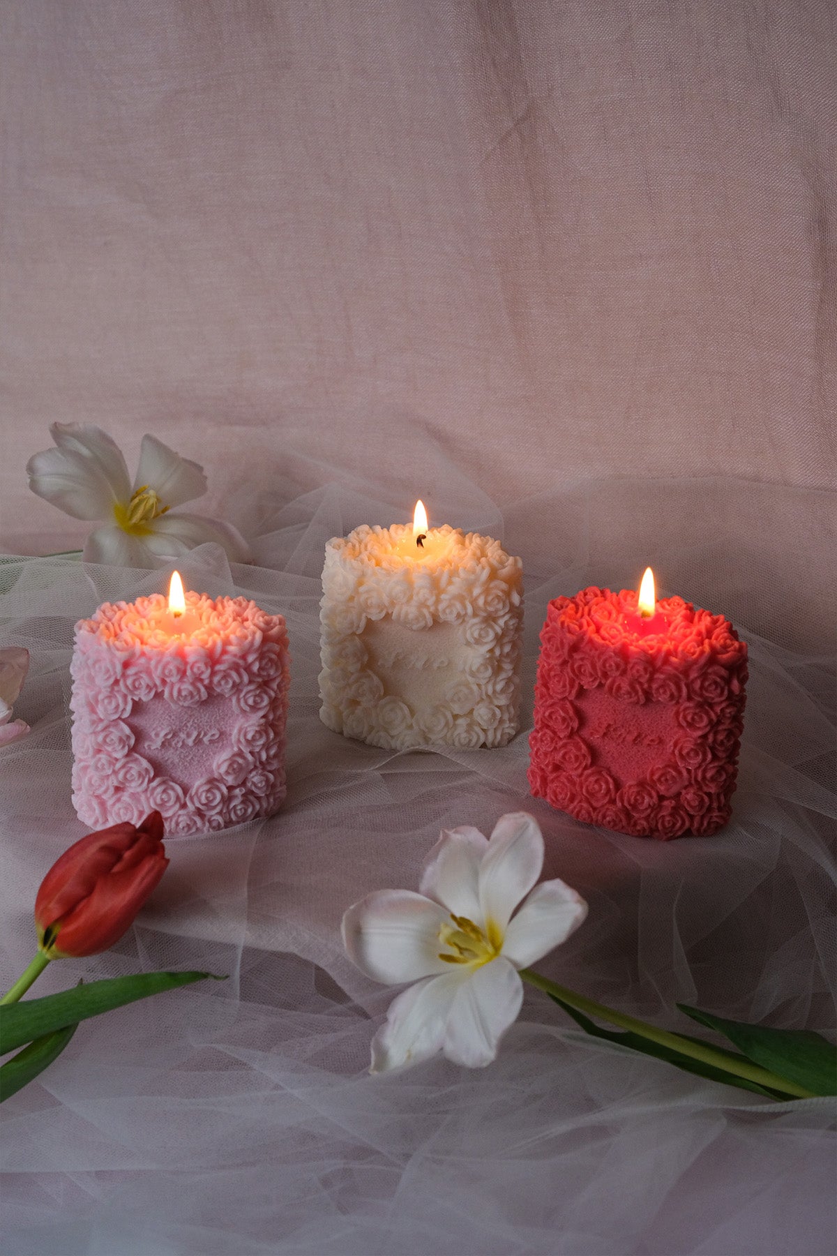 Rose Pillar Candle