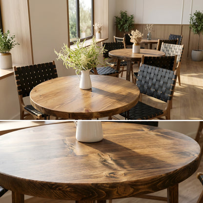 Round Solid Wood Tables With Hairpin Legs For Cafes and Restaurants Hospitality (Bulk Order)