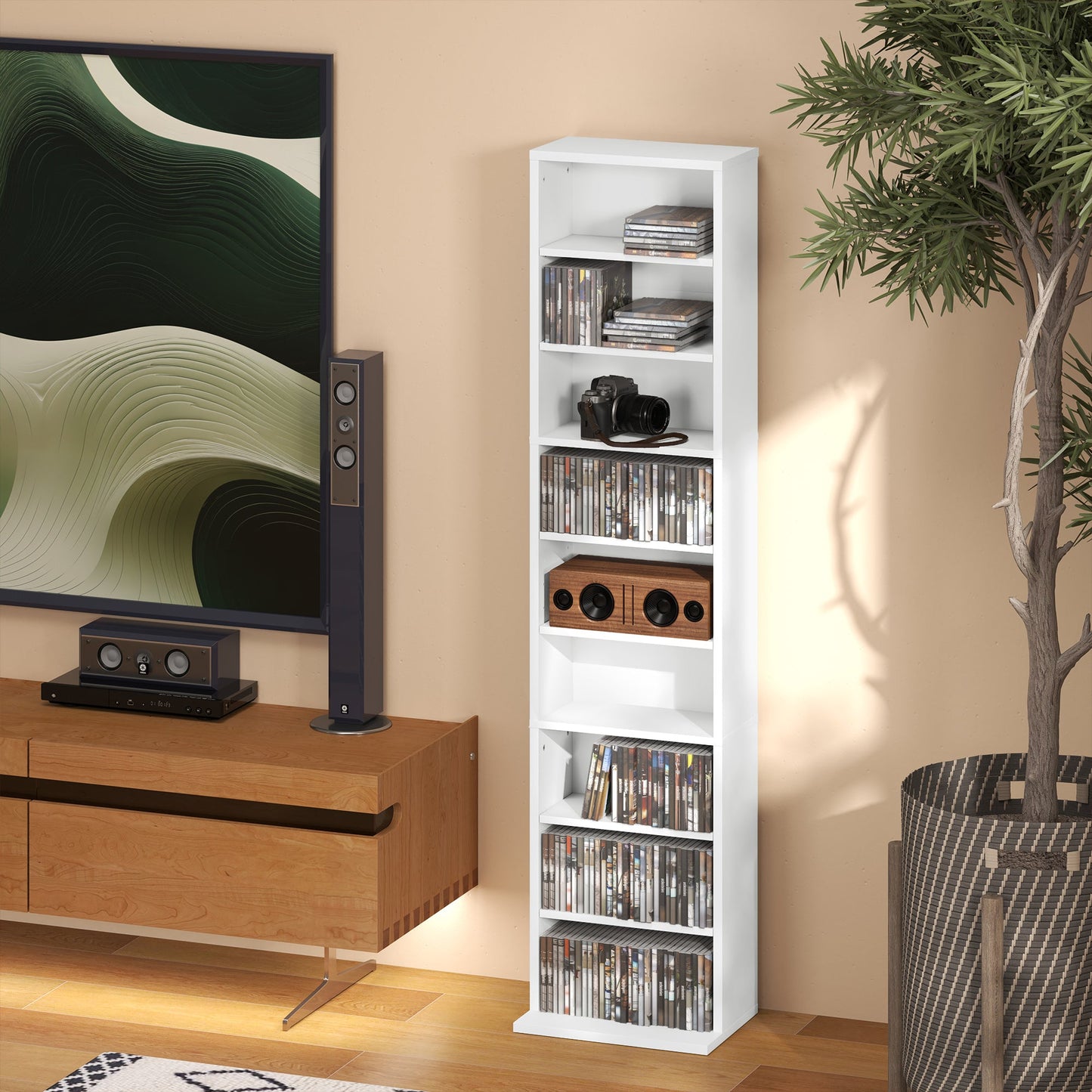 HOMCOM 260 Narrow CD Storage Unit - White