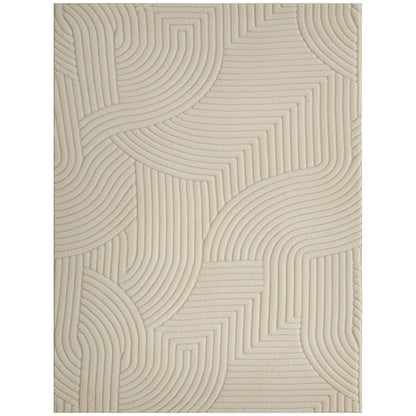 HOMCOM Modern Geometric Rug, Thick Plush, Non-Slip, 160 x 120 cm – Cream, Living Room/Bedroom/Office
