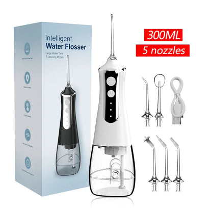 300ml USB Rechargeable Water Flosser Portable Dental Irrigator with 5 Nozzles 3 Modes dental accessories resina para dientes