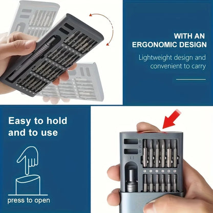 25 in 1 mini screwdriver set, flat head and cross shaped small screwdrivers, suitable for electronic products