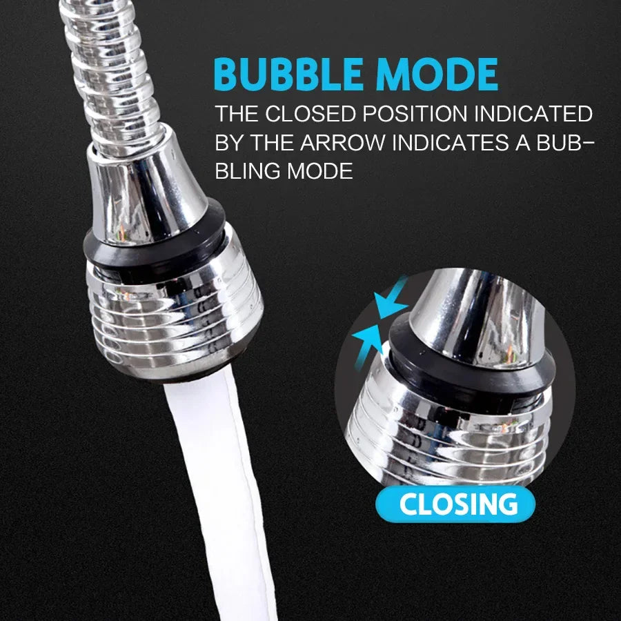 Kitchen Stainless Steel Faucet Sprinkler Water-saving Device Lengthening Rotating Splash Proof Sprinkler Spray Extender Bubbler