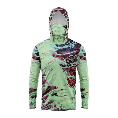 Men Hood Fishing Shirt long sleeve fishing t shirt uv protection Fishing Apparel