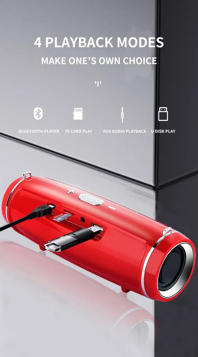 200W Peak Power Portable Bluetooth Speaker IPX7 Waterproof Outdoor HIFI Pillar Subwoofer Stereo Soundbox FM Radio TF Boom Box