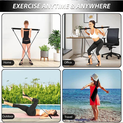 New Portable Yoga Pilates Bar Stick With Resistance Band Home Gym Muscle Toning Fitness Stretching Sports Body Workout Exercise