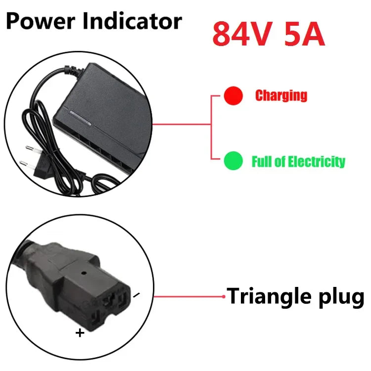 72V Charger 5A 20S Lithium-ion Battery Pack Charger 84V 5A Intelligent Fast Charging EU / US Plug With Cooling Fan