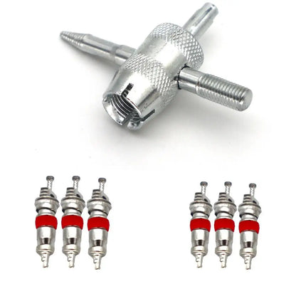 Automobile Tire Valve Core Wrench Set Four In One Valve Stem Repair, Installation And Removal Tool Cleaning Tool