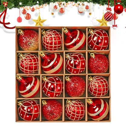 16PCs/Box 6cm Shiny Glitter Christmas Ball Ornaments Shatterproof Christmas Tree Hanging Ornaments Pendants Party Decorations