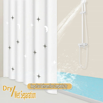 1pc Cute Star and Moon Galaxy Kids Shower Curtain Funny Cartoon Waterproof PEVA Bathroom Decor
