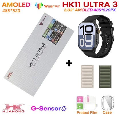 Upgrade Hk11 Ultra 3 Gen2 SmartWatch 4GB ROM AI ROBOT AMOLED Network 49mm G-Sensor ChatGPT NFC Compass GPS 3D Menu Music Watch