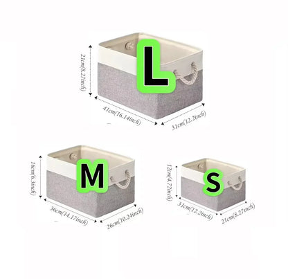 Folding Linen Fabric Storage Basket Multi-functional Sundries Storage Bag with Handle Organizer Box for Underwear Sock Baby Toys