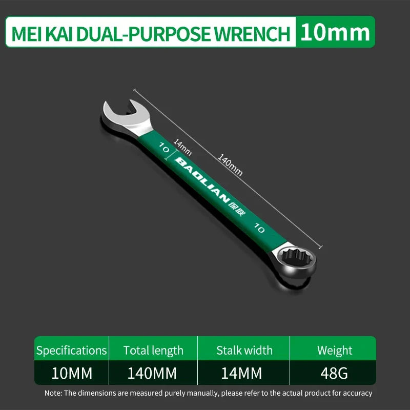 BaoLian Durable Wrench 8-30mm Plum Blossoms Open Combination Wrench Two-Way Double Fast Wrench Auto Repair Tools