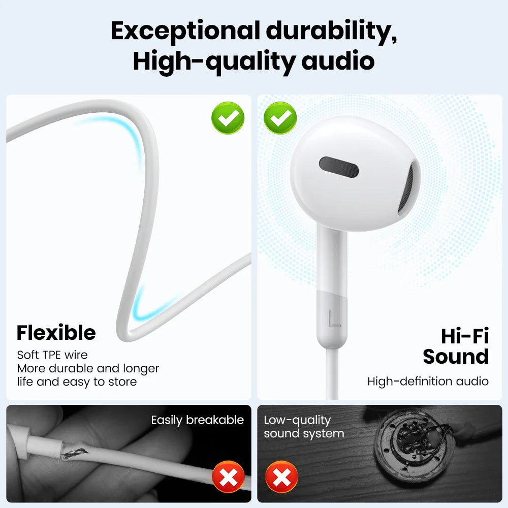 TOPK Earphone In-Ear Volume Control with Microphone 3.5mm Jack Universal for iPhone Android
