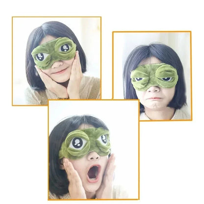 3D Sad Frog Sleep Eye Mask Travel Sleeping Eyeshade Cover Shade Eye Patch For Women Men Soft Portable Blindfold Naptime Eyepatch