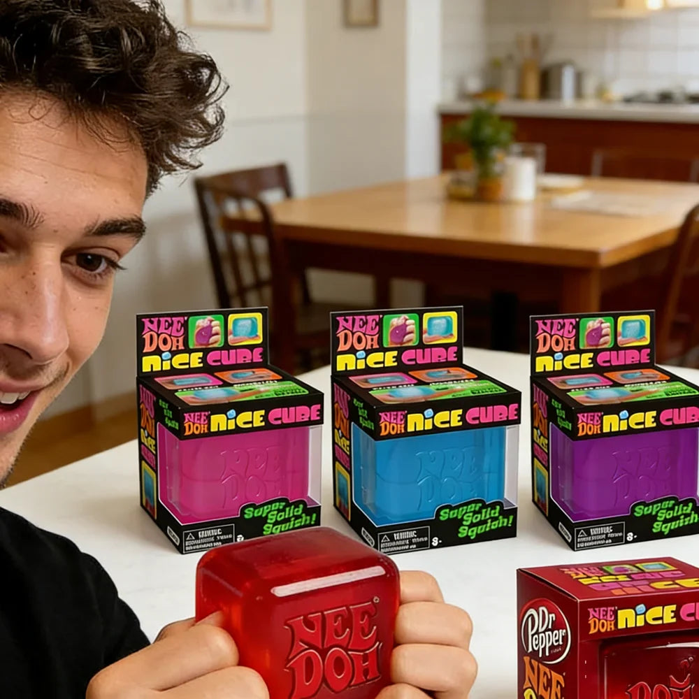 2026 Dr Pepper Nice Cube Squishy Toy Stress Relief Toy,Soft Squeeze Fidget Cube for Kids & AdultsAnxiety Relief Sensory Toy gift