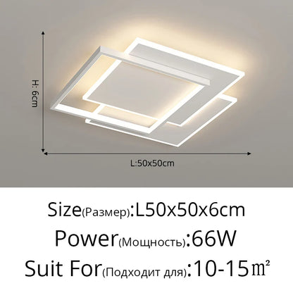 Modern Nordic Led Ceiling Light Square Minimalist Lamps for Kitchen Living Dining  Room Art Home Decoration Chandelier