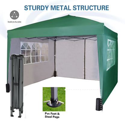 mcc direct Pop-up Gazebo 3m x 3m with Sides & 4 Weight Bags & Silver Protective Layer Waterproof Marquee Canopy WS