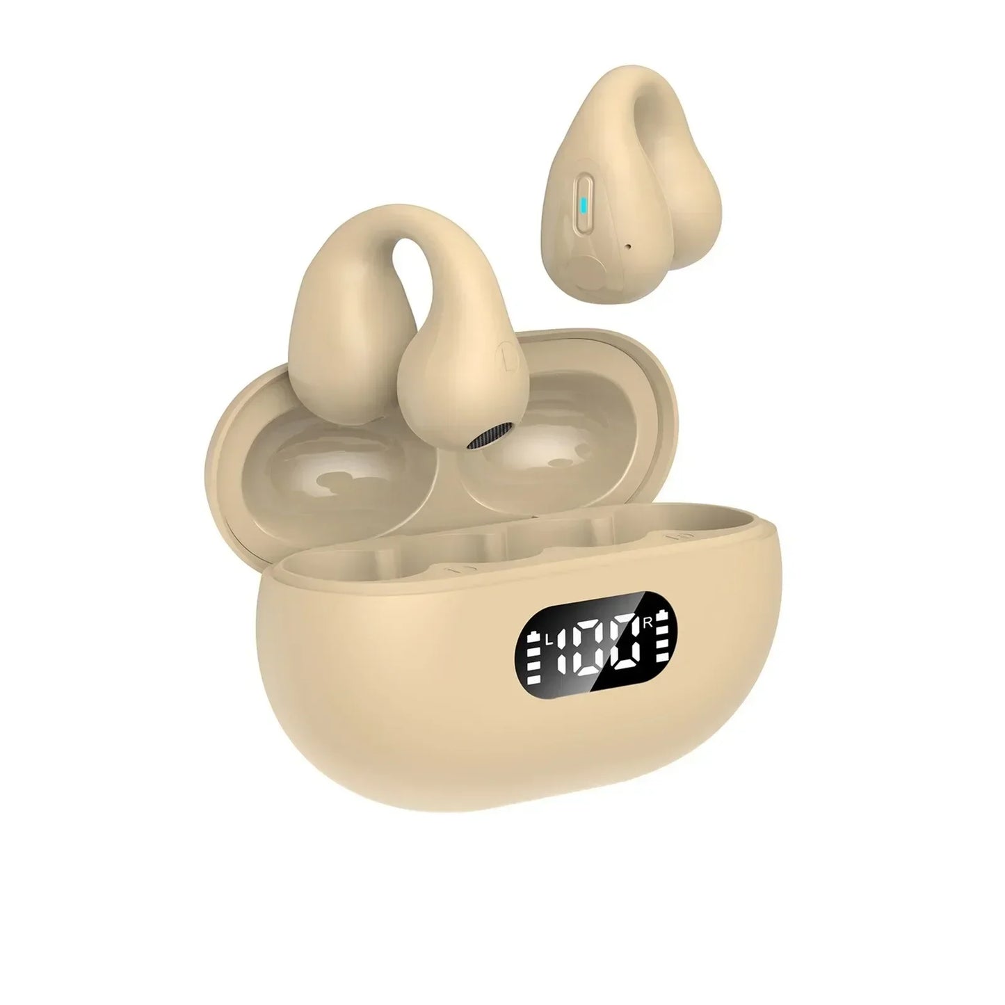 New Wireless Headphones Bluetooth 5.3 Bone Conduction Earphones Earclip Design Touch Control Led Earbuds Sports Headsets