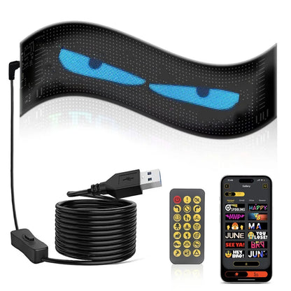 Car Scrolling Advertising Display Programmabl USB APP Control Customizable DIY Bluetooth RGB LED Sign Text Pattern Animation 5V