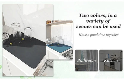Super Absorbent Kitchen Tableware Impermeable Drainage Mat Heat Insulation Non-slip Pad Tableware Mats Coffee Dish Drying Mat