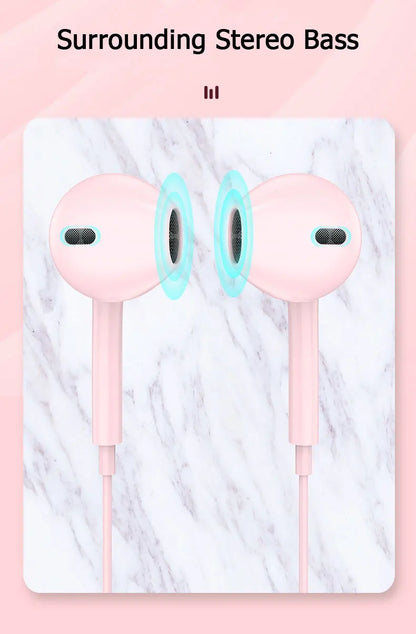 3.5mm Wired Headphones In Ear Headset Wired Earphones with Microphone Stereo Earbuds Sports for Samsung Huawei Xiaomi Phones MP3