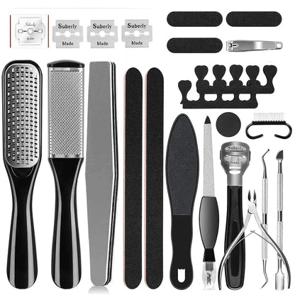 Pedicure Kit 8/10/15/23 in 1 Stainless Steel Professional Pedicure Tools Foot Rasp Peel Callus Dead Skin Remover  Care Pedicure