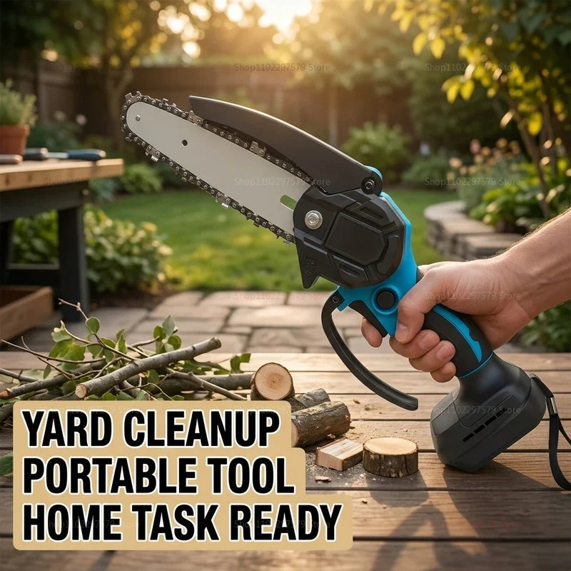 6Inch Cordless Electric Chainsaw Rechargeable No Battery Lightweight Power Tool for Woodcutting Gardening Makita 18V Compatible
