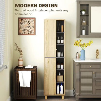 Bathroom Storage Cabinet, Bathroom Storage Unit, Freestanding Bathroom Cabinet with 6 Open Compartments and 6 Shelves