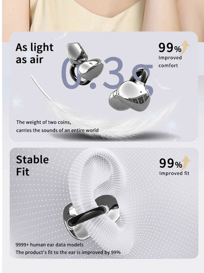 AI Translation Earbuds Pearl Clip Ear Open Bluetooth Earbuds 144 Languages Real-Time Translation for Travel Business Learning