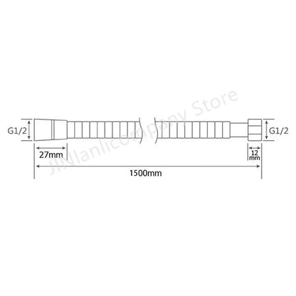 Shower Hose 1.5M Stainless Steel - Flexible Handheld Shower Head Pipe Explosion-Proof Bathroom