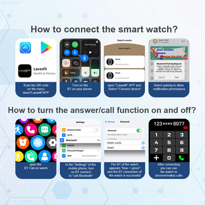 LAXASFIT H9 and H6 Smartwatch Dial to Answer Calls Calorie Tracking Heart Rate Blood Oxygen Monitoring Bluetooth Smart Watch