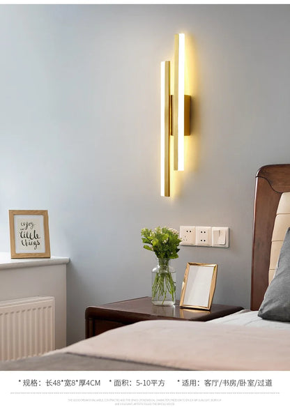 LED Bedroom Wall Lamp Wall Sconces Copper Line Pipe Acrylic Lampshade Indoor Lighting for Living Room Corridor Light Fixture