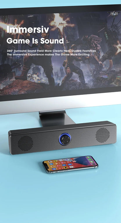 PC Soundbar Wired and  Bluetooth Speaker USB Powered Soundbar for TV Pc Laptop Gaming Home Theater Surround Audio System