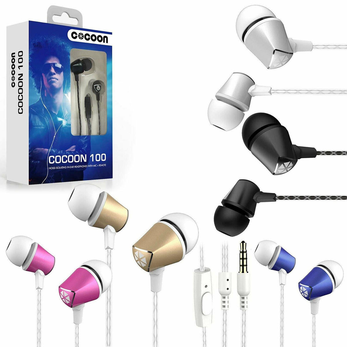 Cocoon 100 Series Noise-Isolating Tangle Free In-Ear Headphone for Smartphone - Cerise Pink