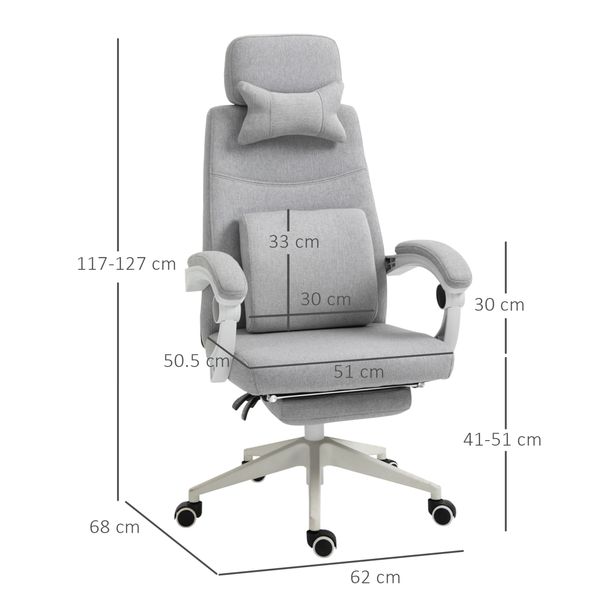 Vinsetto Home Office Chair Reclining Computer Chair w/ Lumbar Support Dark Grey