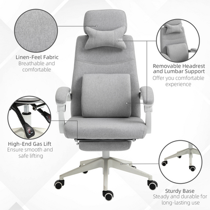 Vinsetto Home Office Chair Reclining Computer Chair w/ Lumbar Support Dark Grey