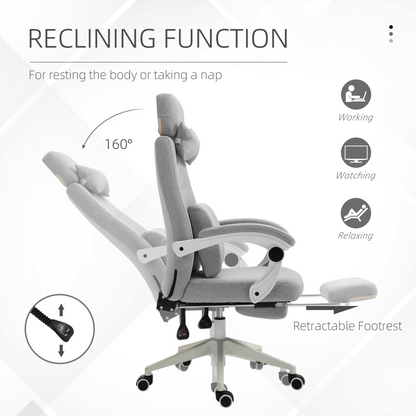Vinsetto Home Office Chair Reclining Computer Chair w/ Lumbar Support Dark Grey