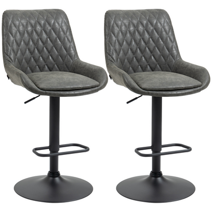 HOMCOM Bar Stools Set of 2, Adjustable Bar Chairs 360° Swivel for Kitchen Coffee