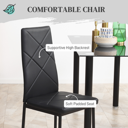 HOMCOM Dining Table Set for 4, Modern Kitchen Table and Chairs with Padded Seat