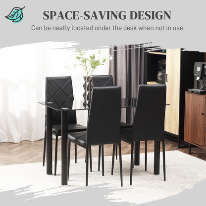 HOMCOM Dining Table Set for 4, Modern Kitchen Table and Chairs with Padded Seat