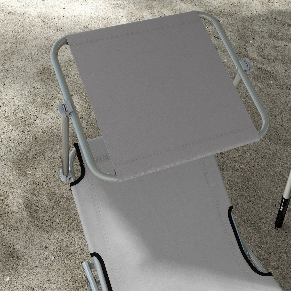Outsunny Folding Sun Lounger Set of 2 with Sunshade Adjustable Backrest