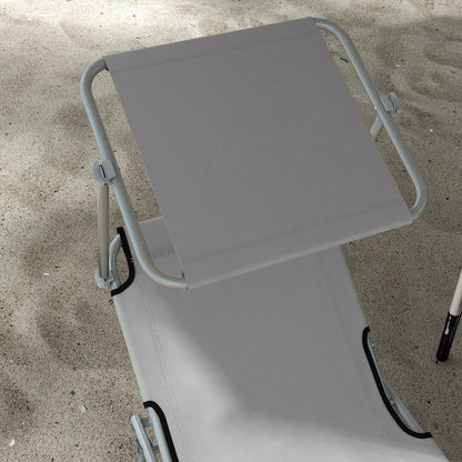 Outsunny Folding Sun Lounger Set of 2 with Sunshade Adjustable Backrest