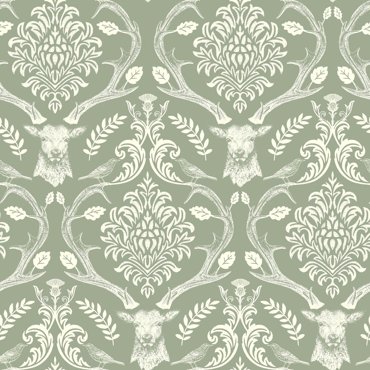 Stag Damask Sage Green sw12